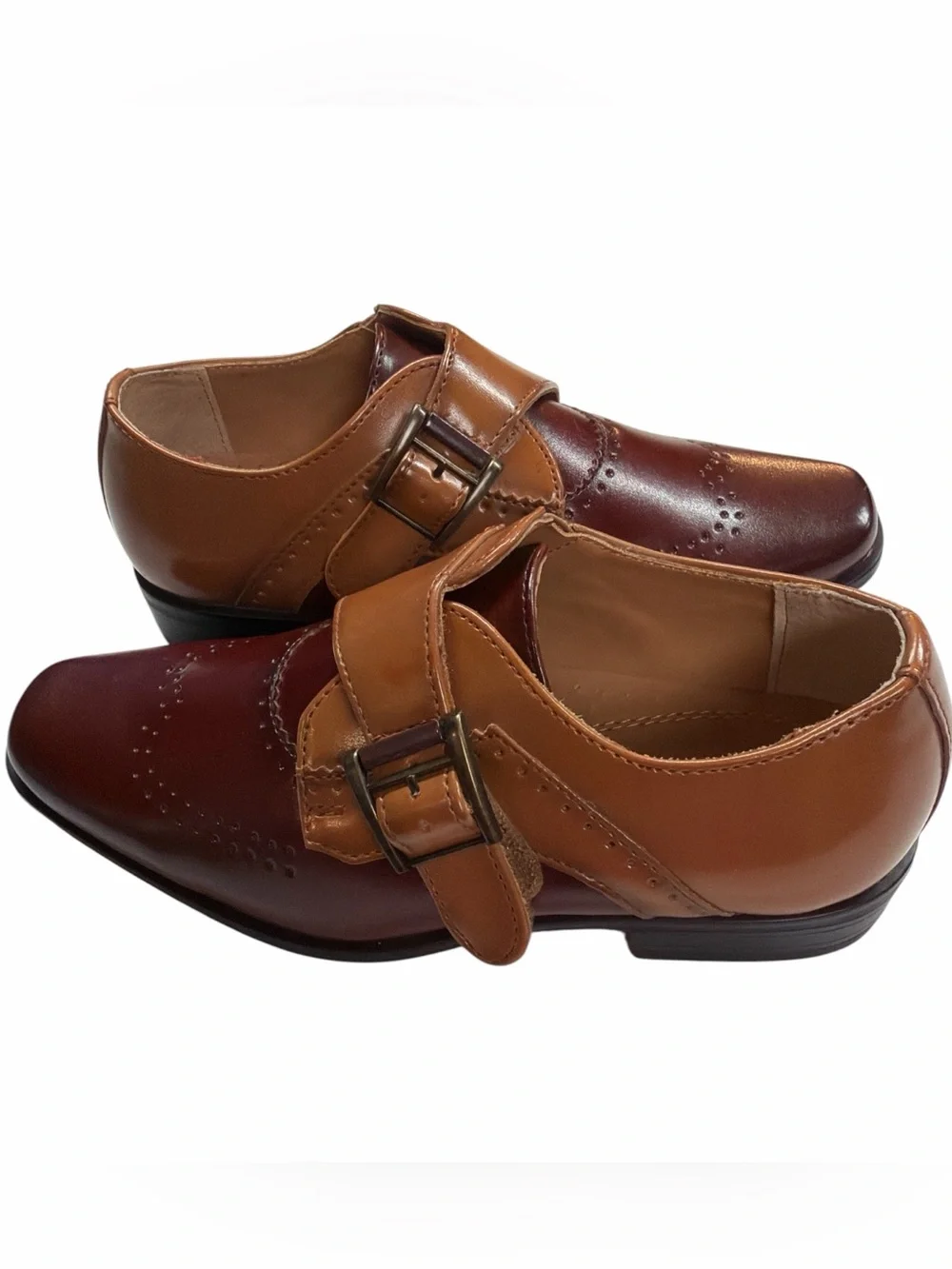 Stacy Adams Saxton Monk Strap Dress Shoes Two Toned Design Boys Size 1 NWOT